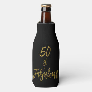 50 and Fabulous Gold Foil Birthday Bottle Cooler