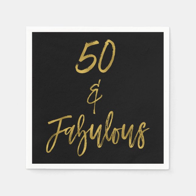 50 and Fabulous Gold Foil Birthday Napkins (Front)