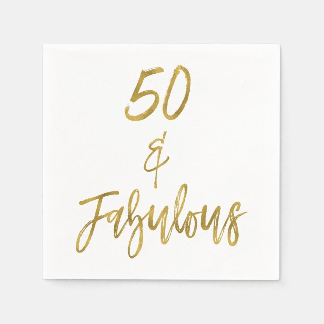 50 and Fabulous Gold Foil Birthday Napkins (Front)
