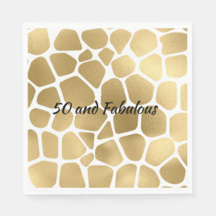 50 and Fabulous Gold Giraffe Print Abstract Napkin