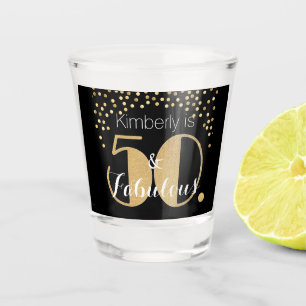 50 and Fabulous Gold Personalised Birthday Party C Shot Glass