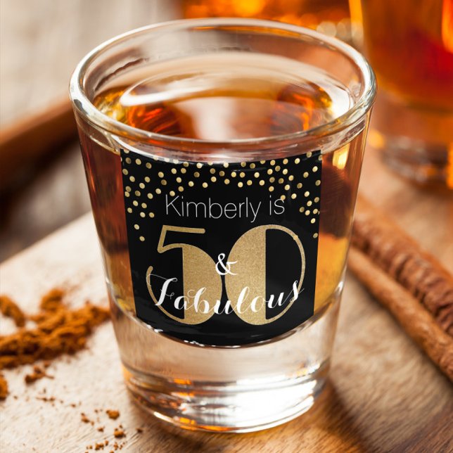 50 and Fabulous Gold Personalised Birthday Party C Shot Glass (Creator Uploaded)