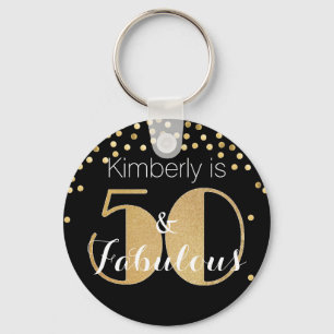 50 and Fabulous Gold Personalised Birthday Party Key Ring