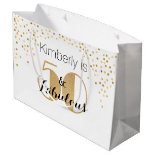 50 and Fabulous Gold Personalised Birthday Party Large Gift Bag