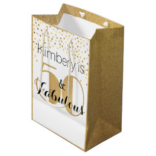 50 and Fabulous Gold Personalised Birthday Party Medium Gift Bag