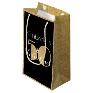 50 and Fabulous Gold Personalised Birthday Party Small Gift Bag