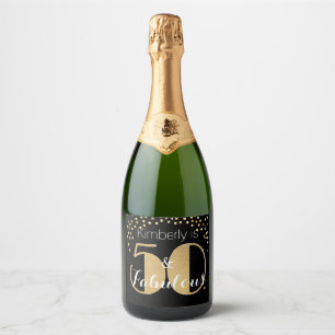50 and Fabulous Gold Personalised Birthday Party Sparkling Wine Label