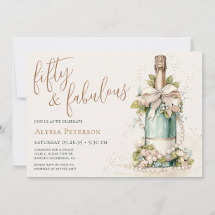 50 And Fabulous Gold Script 50th Birthday Party Invitation