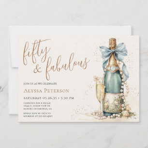 50 And Fabulous Gold Script 50th Birthday Party Invitation