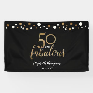 50 and fabulous golden birthday Gold Confetti Banner