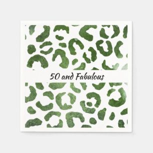 50 and Fabulous Green Cheetah Print Abstract Napkin