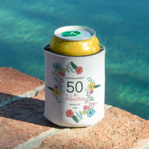 50 and fabulous green elegant floral watercolor wi can cooler