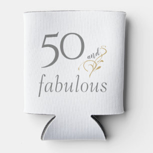 50 and fabulous Grey & Gold Custom 50th Birthday Can Cooler