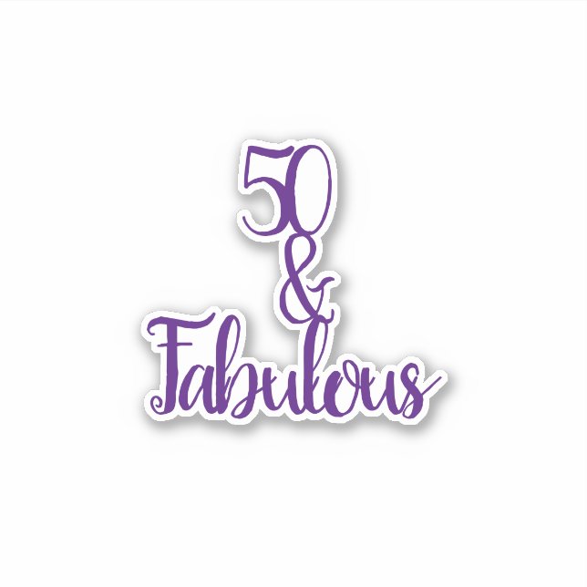 50 And Fabulous Happy 50th Birthday Purple & White (Front)