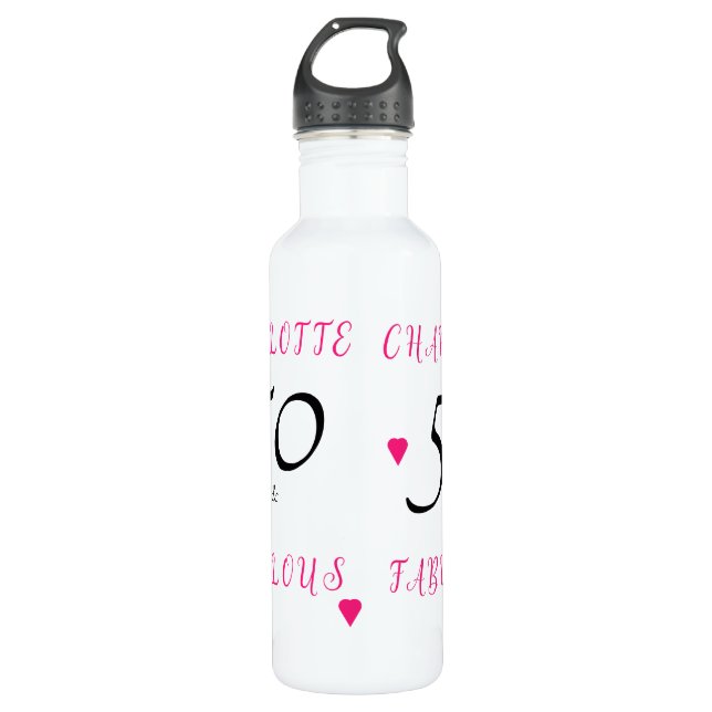 50 and fabulous hearts pink 50th Birthday  710 Ml Water Bottle (Front)