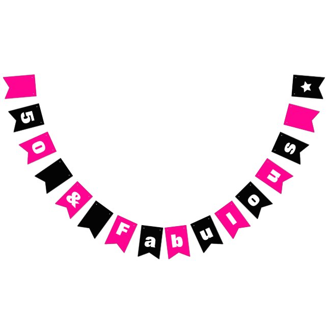 50 and Fabulous Hot Pink and black Bunting (All)