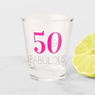 50 and fabulous   Hot Pink Birthday Party Favour Shot Glass