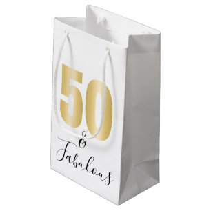 50 and Fabulous in Gold and Black Small Gift Bag