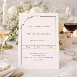 50 and fabulous ivory birthday invitation