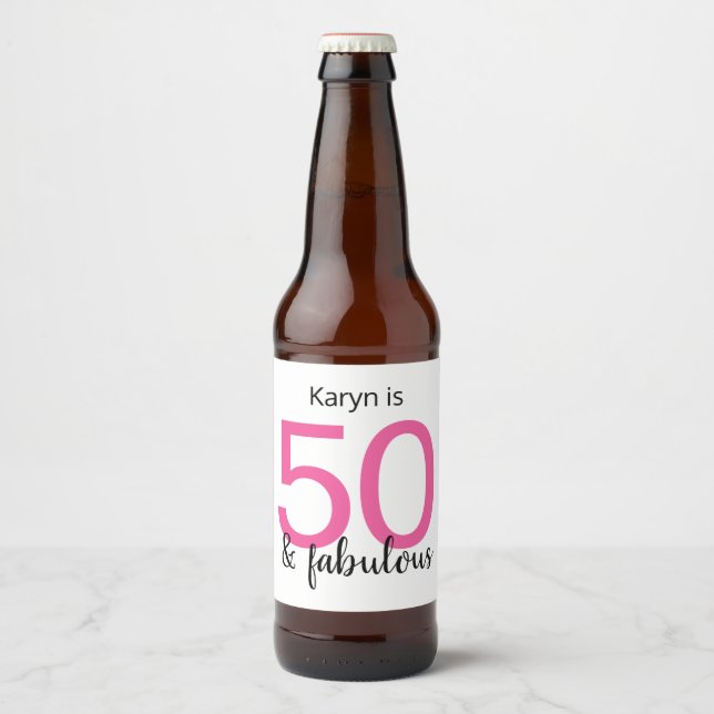 50 and Fabulous Ladies 50th Birthday Party Beer Bottle Label (Front)