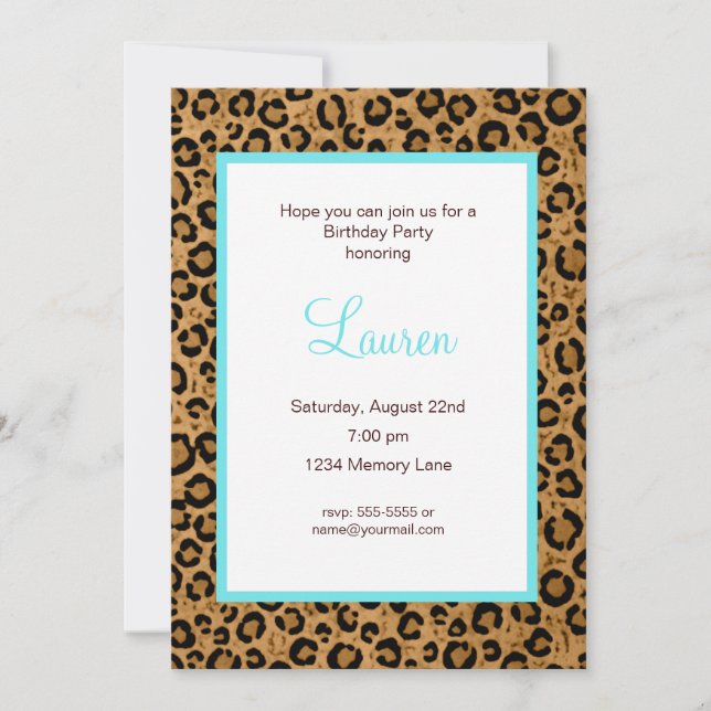 50 And Fabulous Leopard Birthday Invitation (Front)