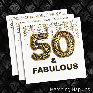 50 and Fabulous Leopard Print Foil Balloon  Napkin