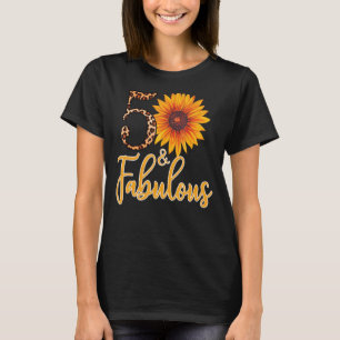 50 and Fabulous Leopard Sunflower for Women 50th B T-Shirt