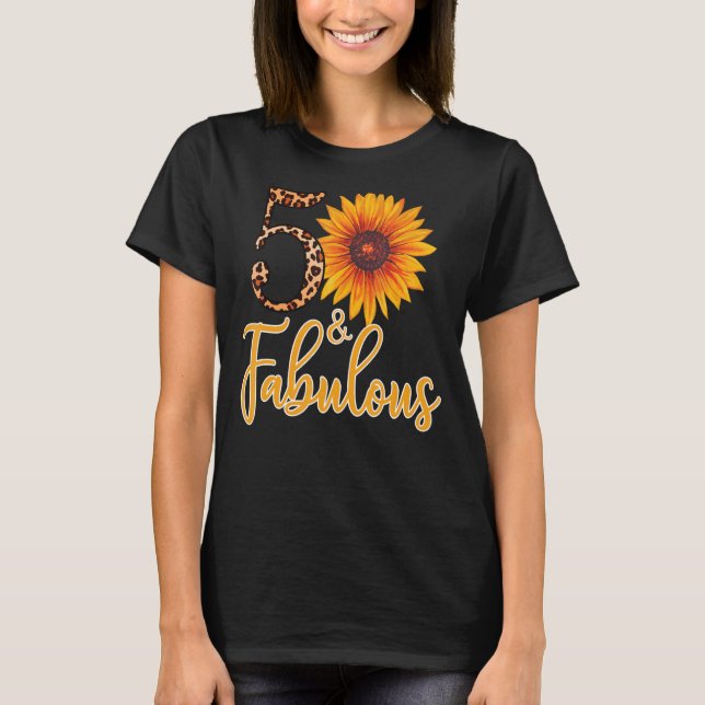 50 and Fabulous Leopard Sunflower for Women 50th B T-Shirt (Front)