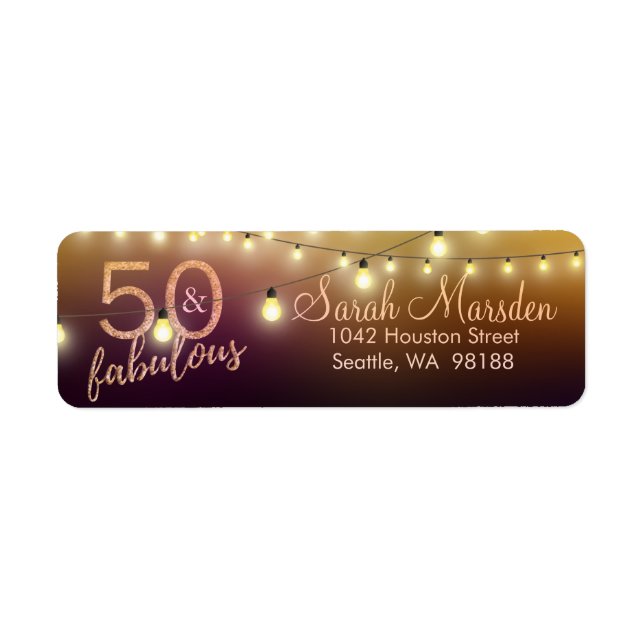 50 and Fabulous Lights Gold Black 50th Birthday (Front)