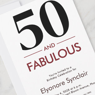 50 And Fabulous Minimal Elegant 50th Birthday Invitation