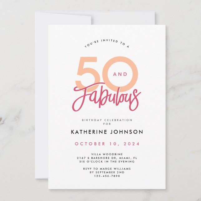 50 and Fabulous Modern 50th Birthday Invitation (Front)