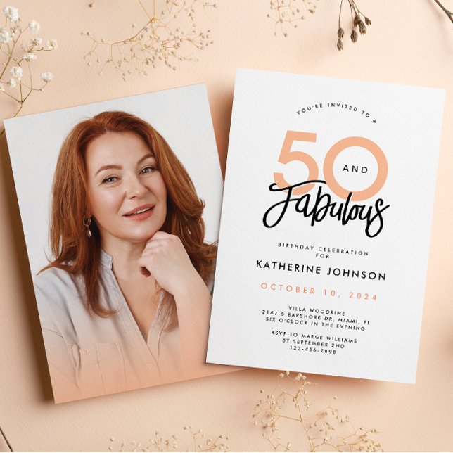 50 and Fabulous Modern 50th Birthday Party Invitation (Creator Uploaded)