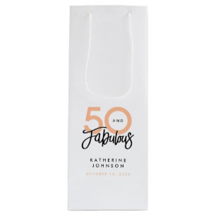50 and Fabulous Modern 50th Birthday Wine Gift Bag
