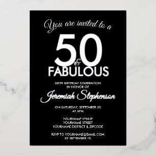 50 and Fabulous Modern Black Silver 50th Birthday
