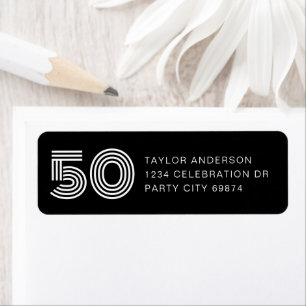 50 and Fabulous Modern Black White Address