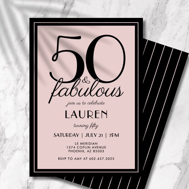 50 and Fabulous Modern Bold Typography Women's  Invitation (Creator Uploaded)