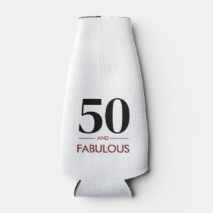 50 And Fabulous Modern Cherry Wine Birthday Saying Bottle Cooler