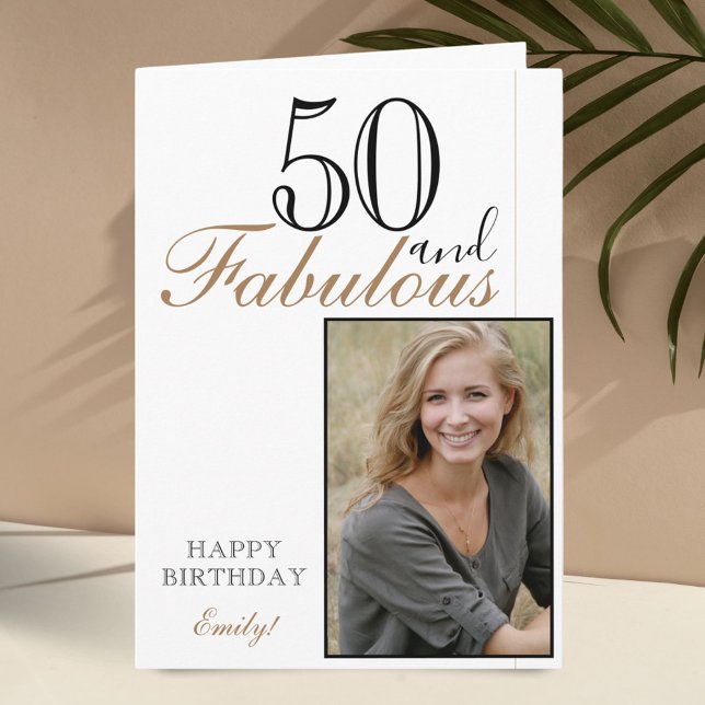 50 and Fabulous Modern Elegant Birthday Photo Card (Creator Uploaded)