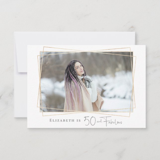 50 and Fabulous Modern Photo Birthday Party Invitation (Front)