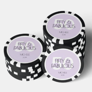 50 and fabulous Modern Purple Fifty Birthday Party Poker Chips