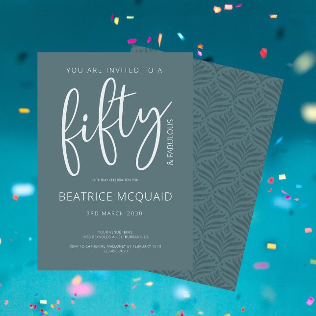 50 and Fabulous Modern Script Birthday Invitation (Creator Uploaded)