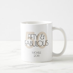 50 and fabulous Modern Simple Fifty Birthday Party Coffee Mug