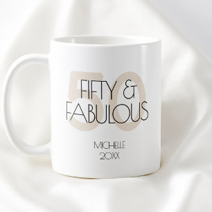 50 and fabulous Modern Simple Fifty Birthday Party Coffee Mug