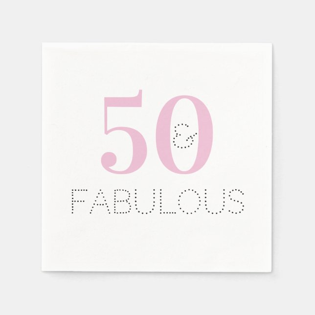 50 and fabulous | Modern Typography Pink Birthday Napkin (Front)