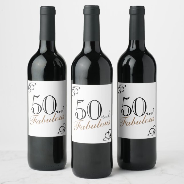 50 and Fabulous Modern Women 50th Birthday Wine Label (Bottles)