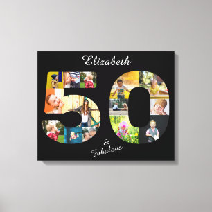 50 and Fabulous Multi Photo Friend 50th Birthday Canvas Print
