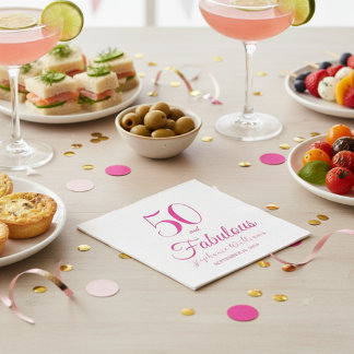 50 and Fabulous Name Date 50th Birthday Party Napkin