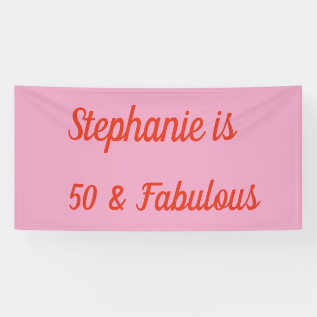 50 And Fabulous Orange Pink Boho Chic Birthday  Banner (Horizontal)