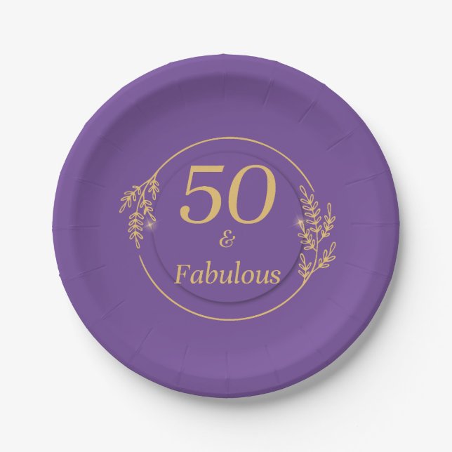 50 and Fabulous  Paper Plate (Front)