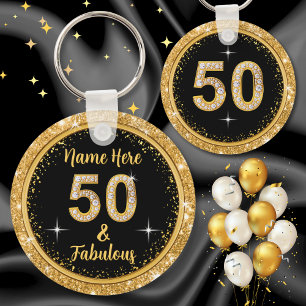 50 and Fabulous Party Favors, Personalized Key Ring